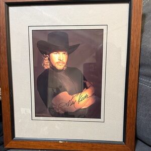 Framed Autographed Portrait in Brown Frame